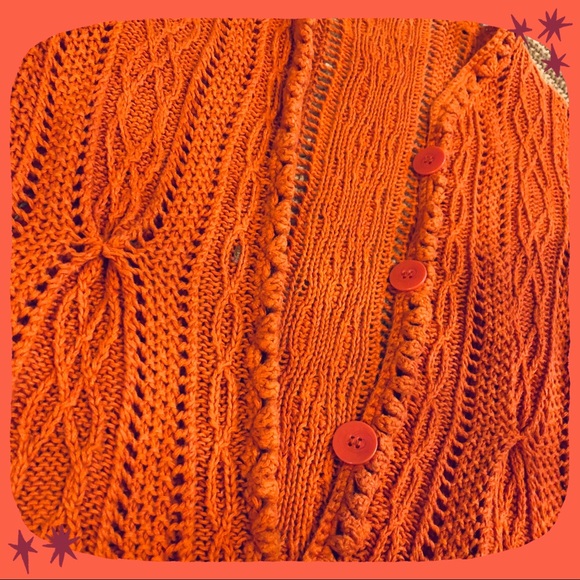 Orange cabled cardigan - Picture 3 of 5